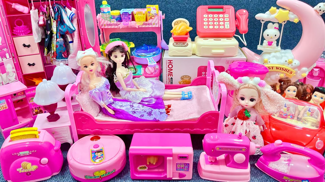 13 Minutes Satisfying with Unboxing Pink Barbie Doll Bedroom,Kitchen Collection Review Toys | ASMR