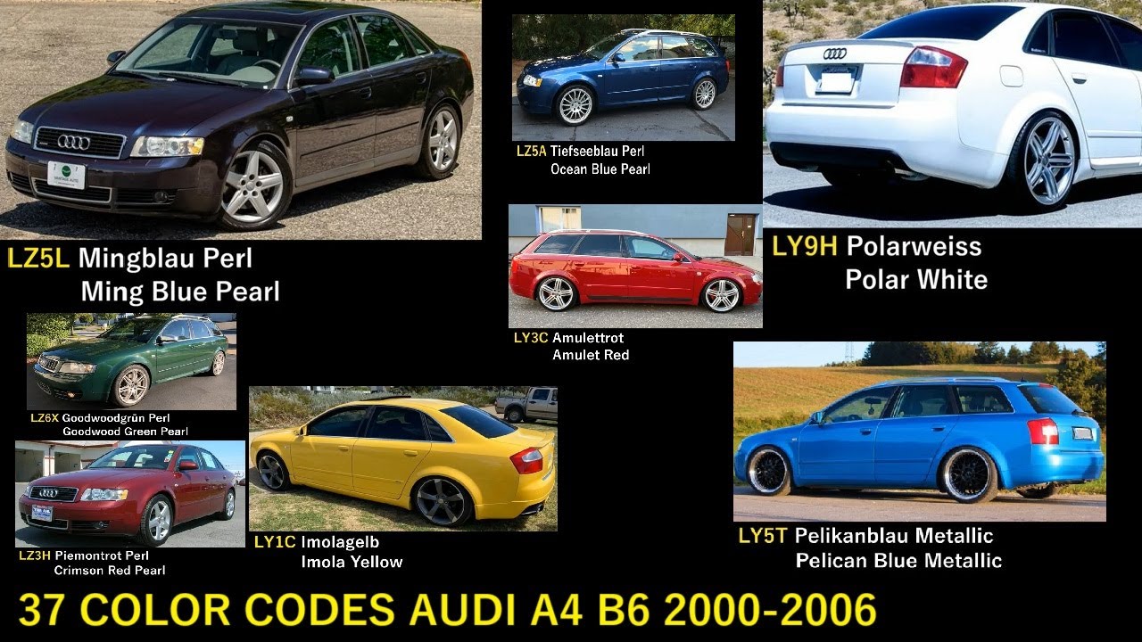61. FACTORY COLORS AUDI A4 B6 2000 - 2006