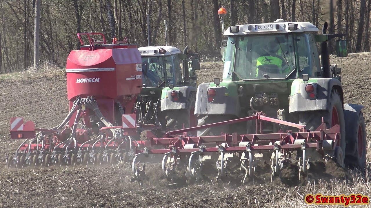4K| Fendt 313 & 312 Vario Working In The Field With Sowing Wheat