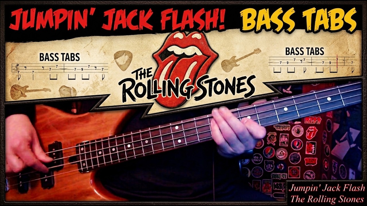 Jumpin' Jack Flash by The Rolling Stones - Bass Cover with Tabs Play-Along
