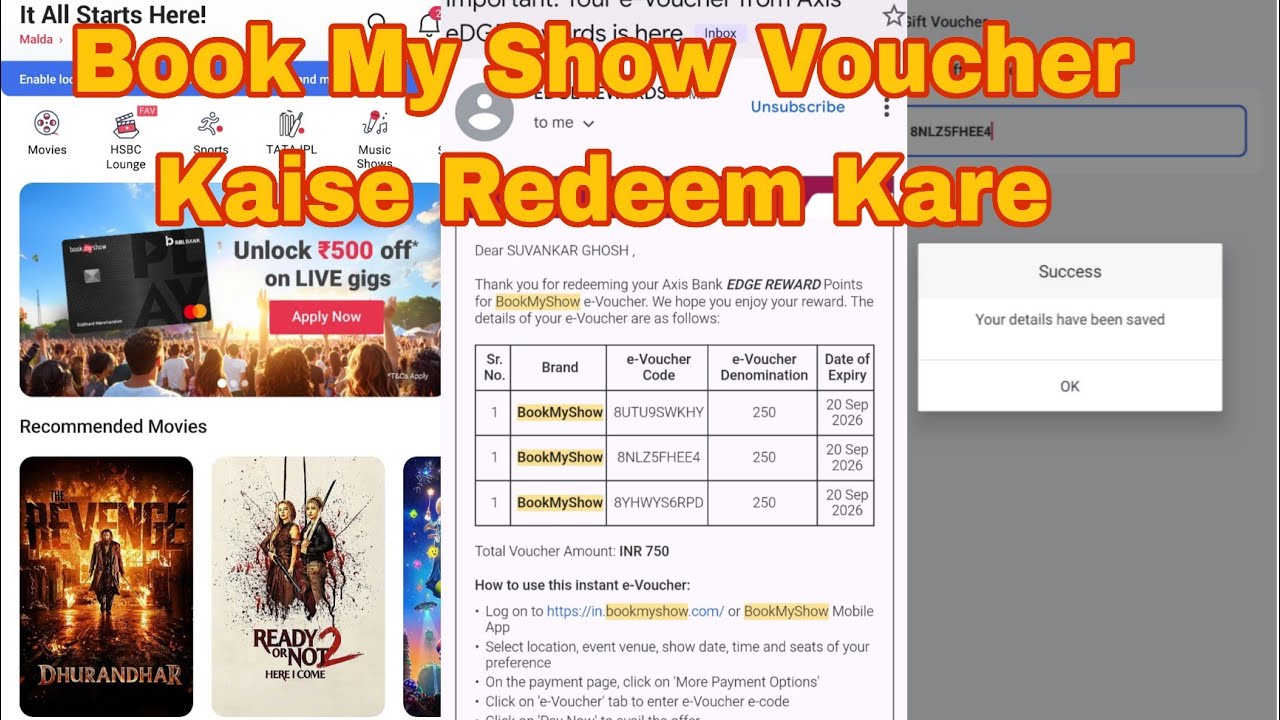 How To Redeem Gift Card On BookMyShow | BookMyShow Gif Voucher Kaise Redeem Kare  | bookmyshow