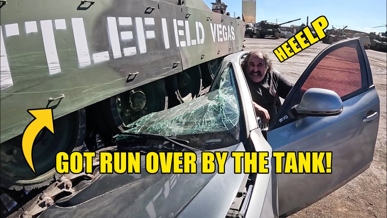 Avery Crushes a Car with a Tank in Vegas!