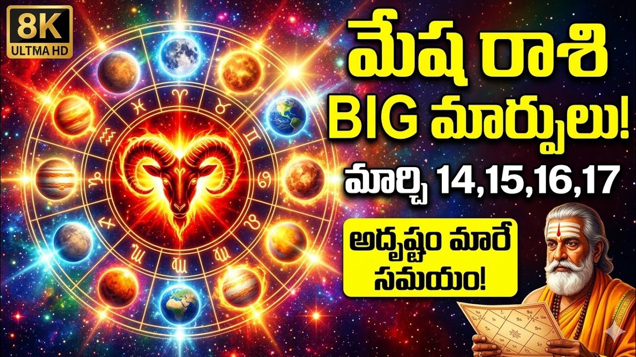 మేష రాశి మార్చి 14-17 భారీ మార్పులు | Mesha Rasi Rasiphalalu March 14,15,16,17 | Aries Horoscope