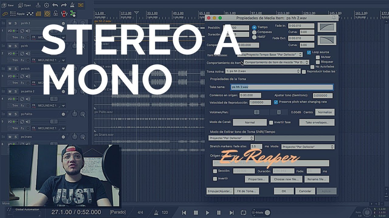 Como convertir Audio Stereo a Mono en Reaper - Tutorial en español - Real Hits - Audio profesional.