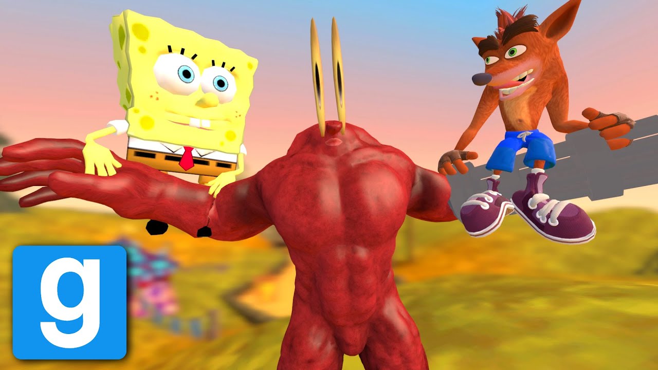 Garry's Mod Deathrun: Bob Esponja y Don Cangrejo MAMADÍSIMO x Crash Bandicoot - Lechu