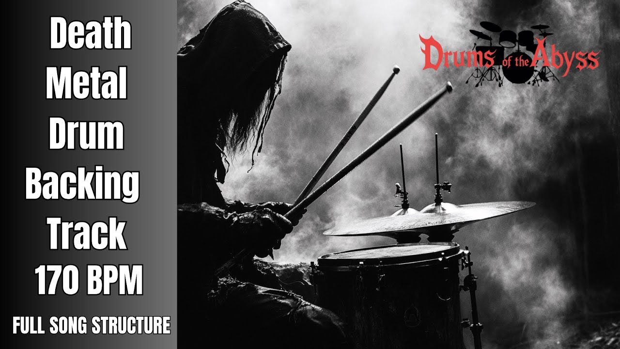 Death Metal Drum Backing Track 170 BPM | Aggressive Drive | Royalty Free Drum Loop
