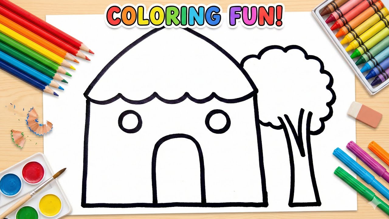 How to draw  House | Easy for Kid’s | Easy Drawing and Colouring | Drawing for Kid’s | #drawingkids 