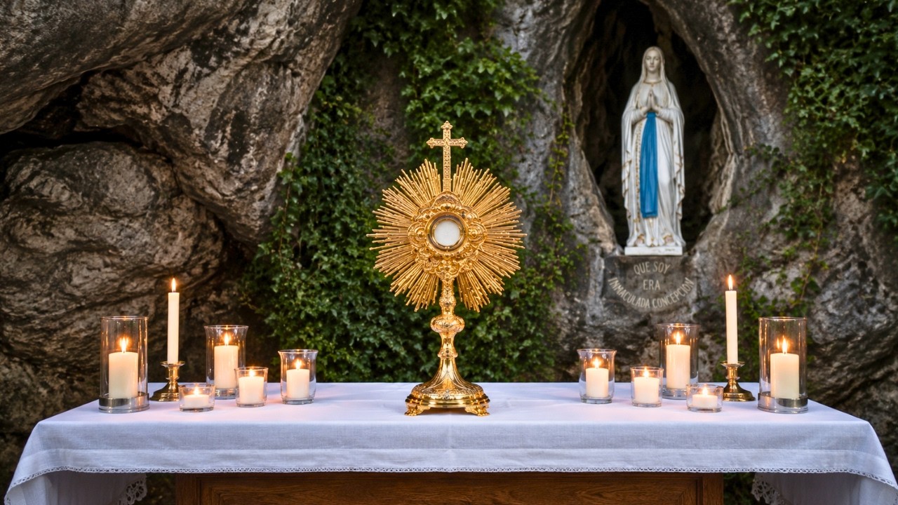 🔴 LIVE Eucharistic Adoration at the Lourdes Grotto 🌹 Rosary for Healing, Hope & Peace
