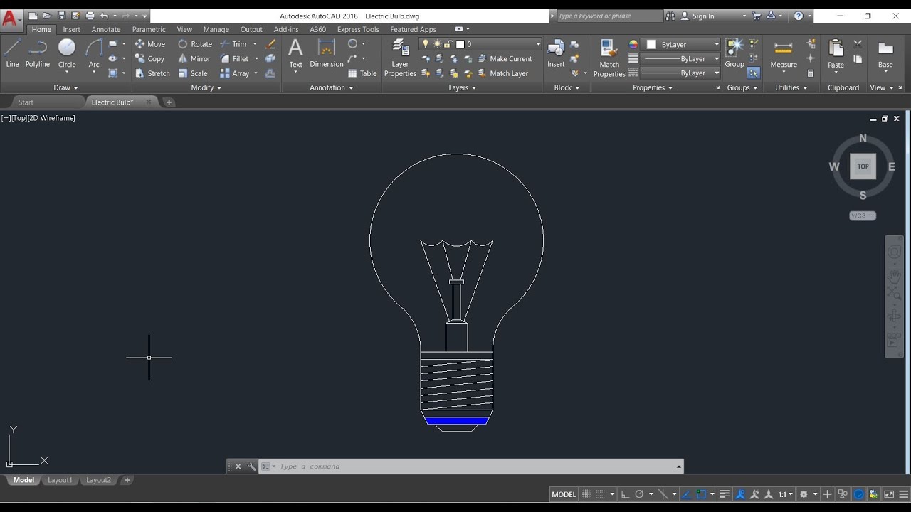 AutoCAD Tutorial - How to Draw Electric Bulb