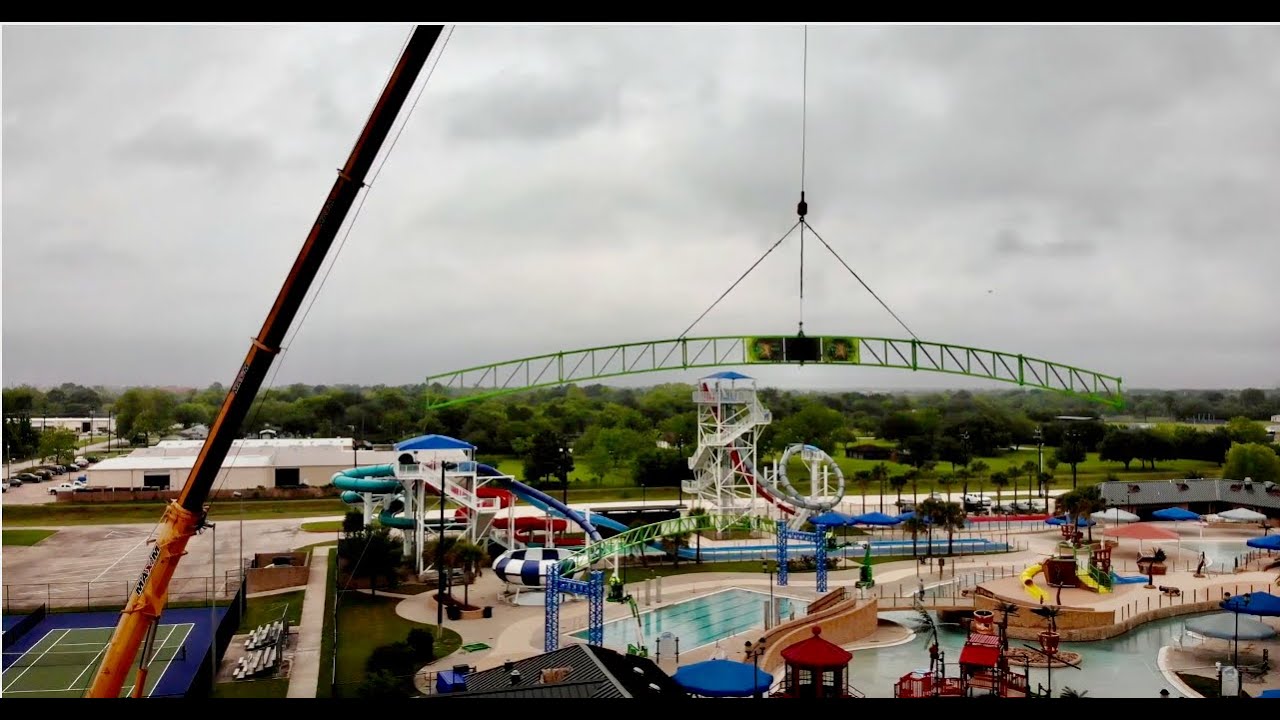 Outdoor NinjaCross&trade; System - Installation Drone - Pirates Bay Waterpark, Baytown, TX