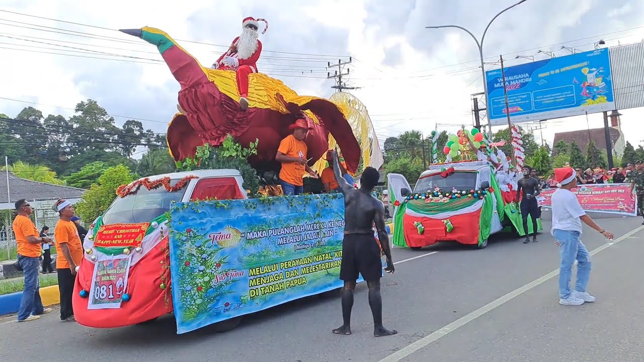 Sepanjang 7 Km Pawai Santa Claus di Kota Sorong- Papua Barat Daya || Menyambut Perayaan Natal 2022