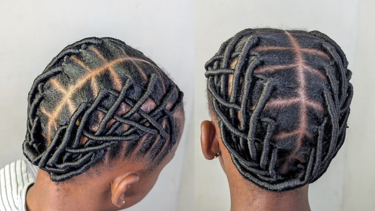 African Threading Hairstyle Using Brazilian Wool | Criss-cross threading hairstyle for my 10yrs Old