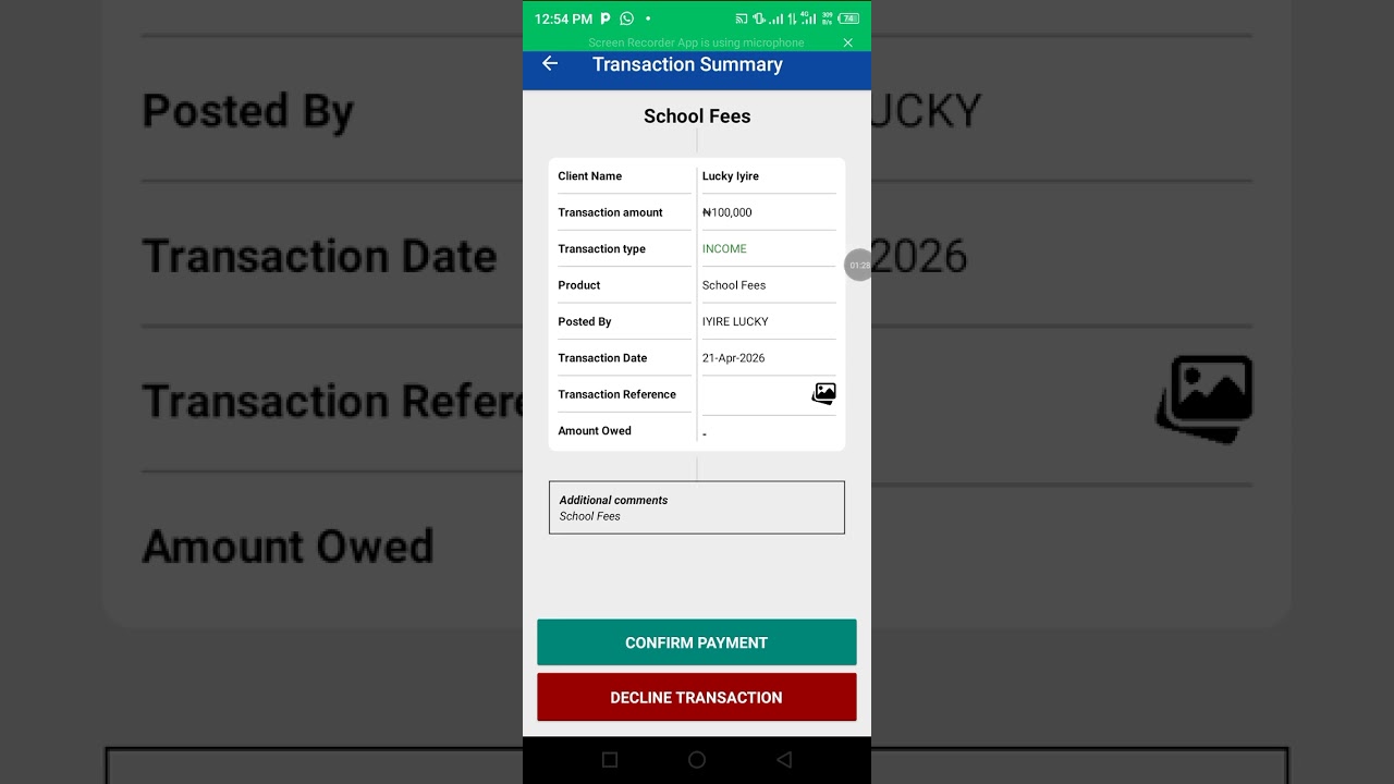 Fees management how to approve or decline payment 