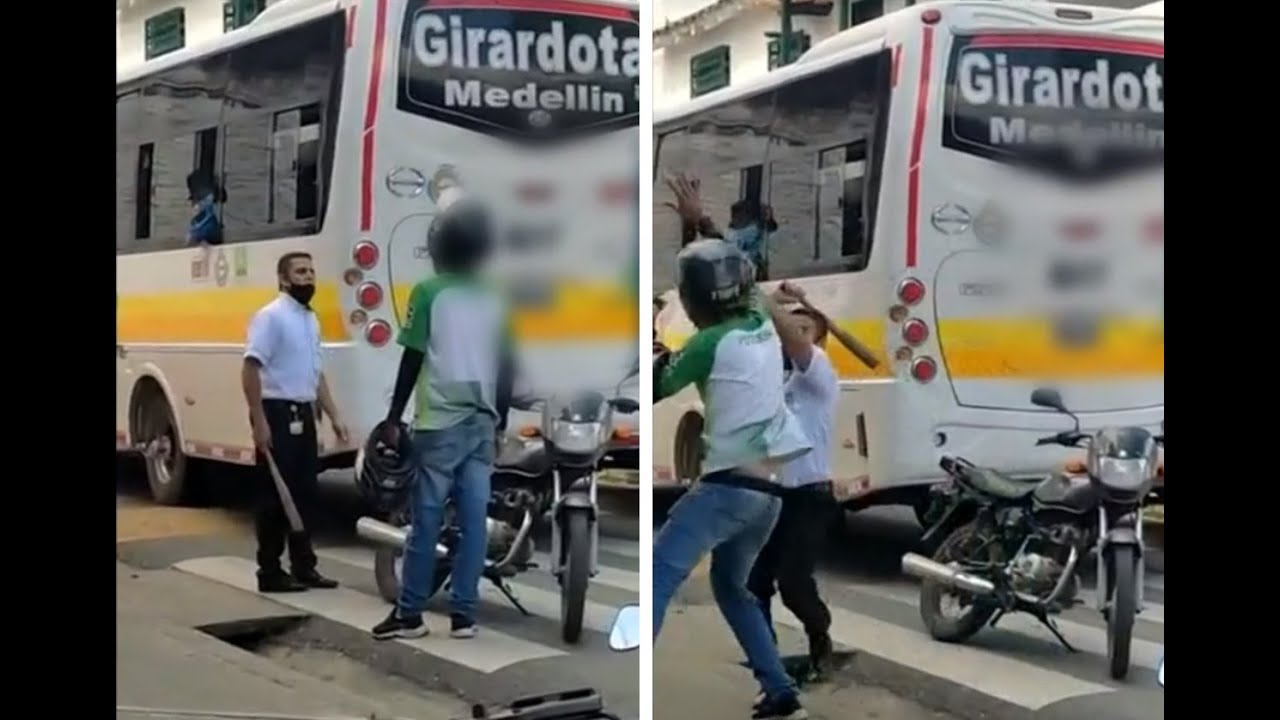 Con un bate, conductor de bus agredió a motociclista: “Mi reacción fue protegerme con el casco”