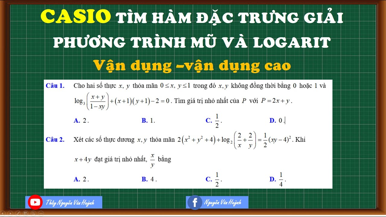 Casio tìm nghiệm phương trình hàm đặc trưng|Hàm đặc trưng mũ và logarit|VDC Mũ logarit (Phần 1)