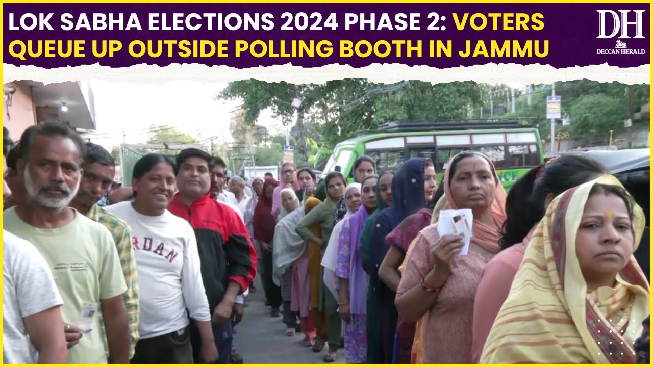 Lok Sabha Elections 2024 Phase 2 Voters queue up outside polling booth in Jammu
