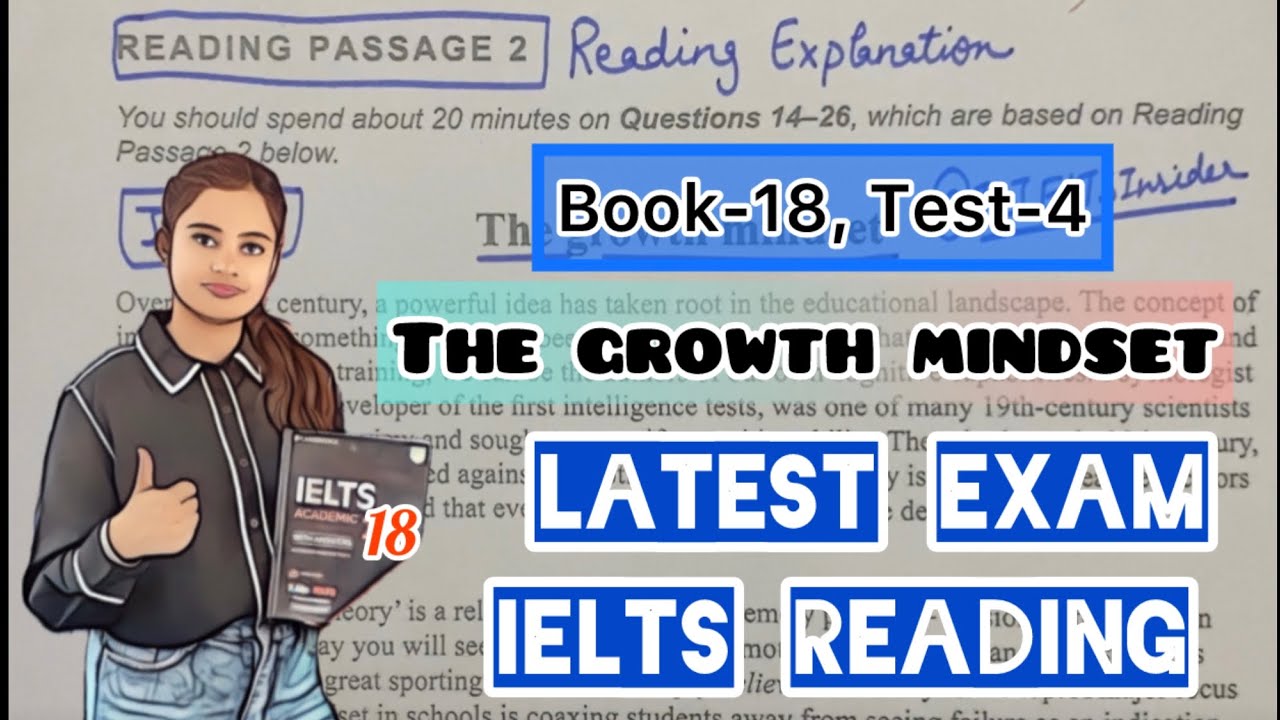 IELTS Academic Reading| Book-18,T-4| The Growth Mindset Explanation &Answers #ielts #reading