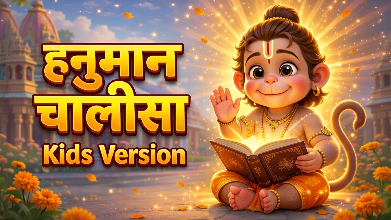 Hanuman Chalisa for Kids 🚩 | Full Animated Baby Hanuman Bhajan with Lyrics | श्री हनुमान चालीसा