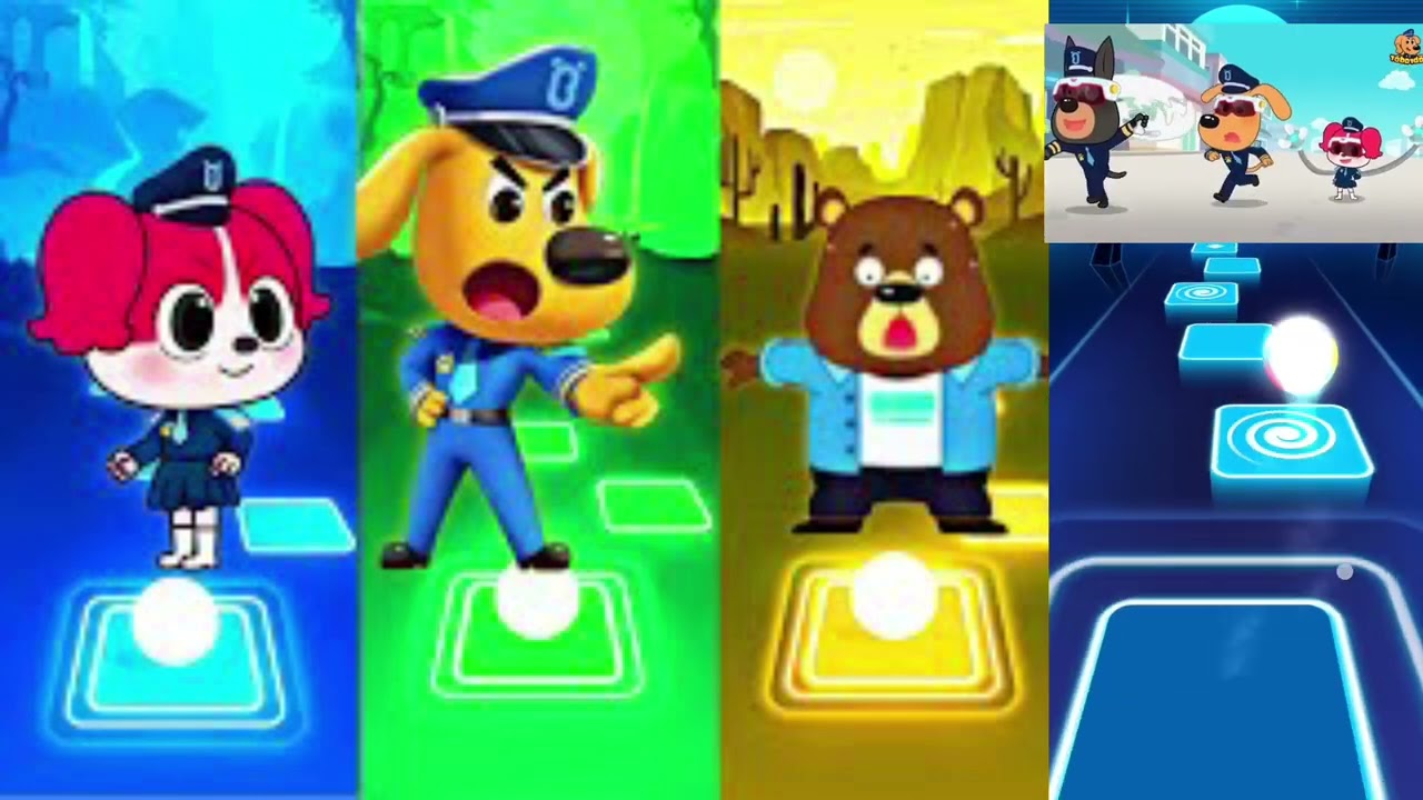 Sheriff Papillon 🆚 Sheriff Labrador 🆚 Police Officear 🎶 Tiles Hop EDM Rush