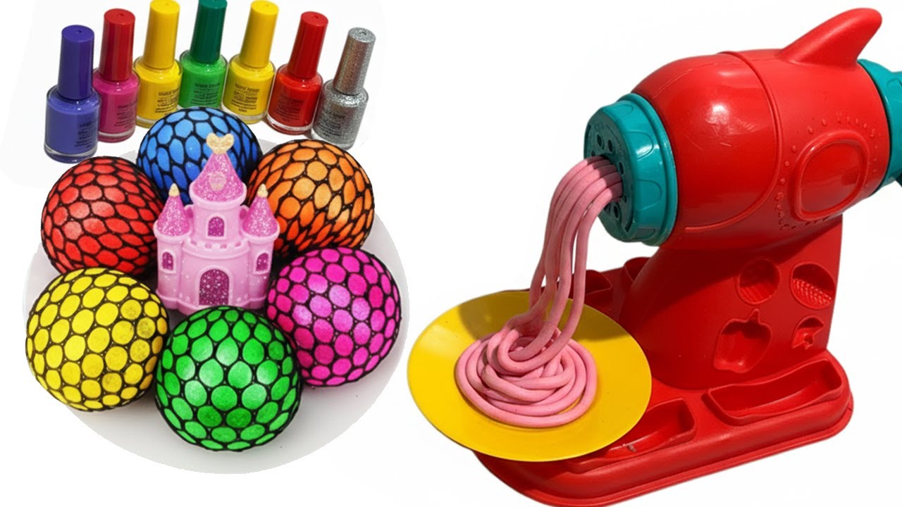 Satisfying video | How to make rainbow noodles with stress-relieving net balls - sounds amazing!