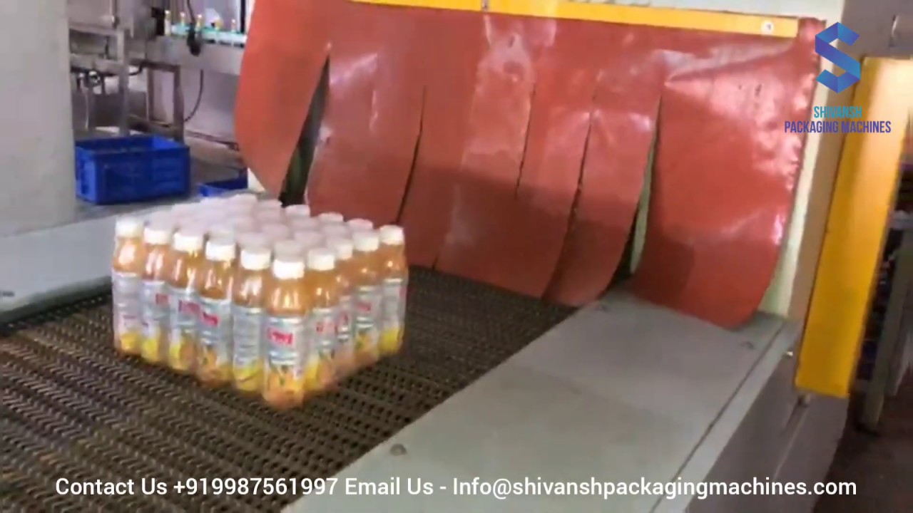 Fully Automatic Mango Juice Pet Bottle Shrink Wrapping Machine 80 Bpm