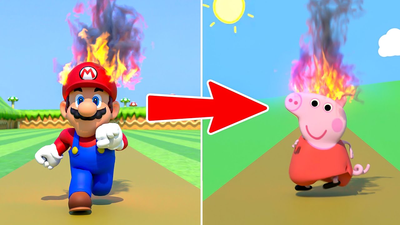 Super Mario & Peppa Pig  - Dumb Ways to Die 🍄🐷😁 NOT FOR KIDS!!! Fast