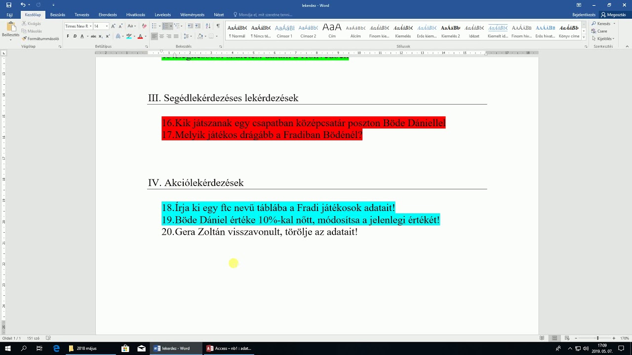 Access lekérdezések 04: Akciólekérdezések