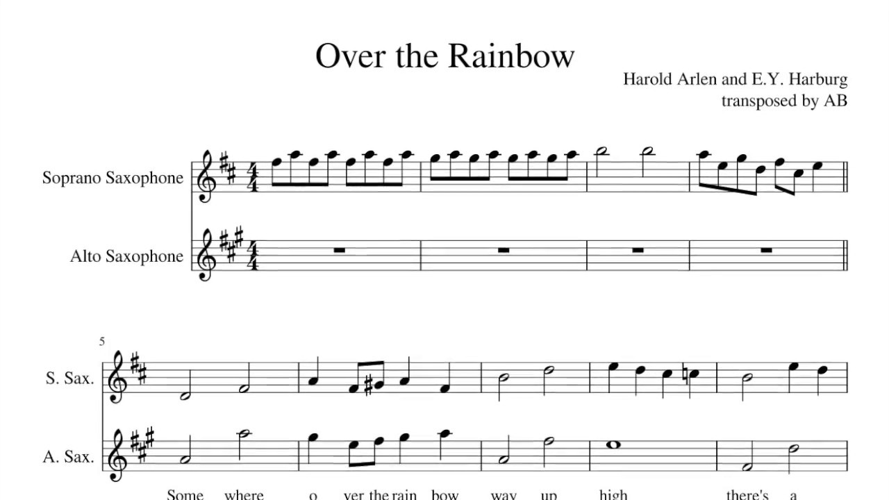 Over the Rainbow | Sax Duet + Sheet Music PDF (Alto + Soprano Saxophone)