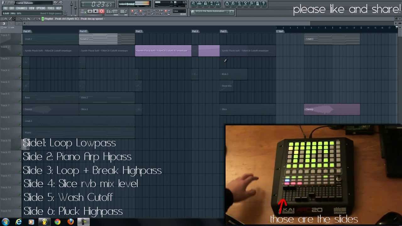 Drum and Bass Live in Fl Studio 10.6 Performance Mode with AKAI APC20