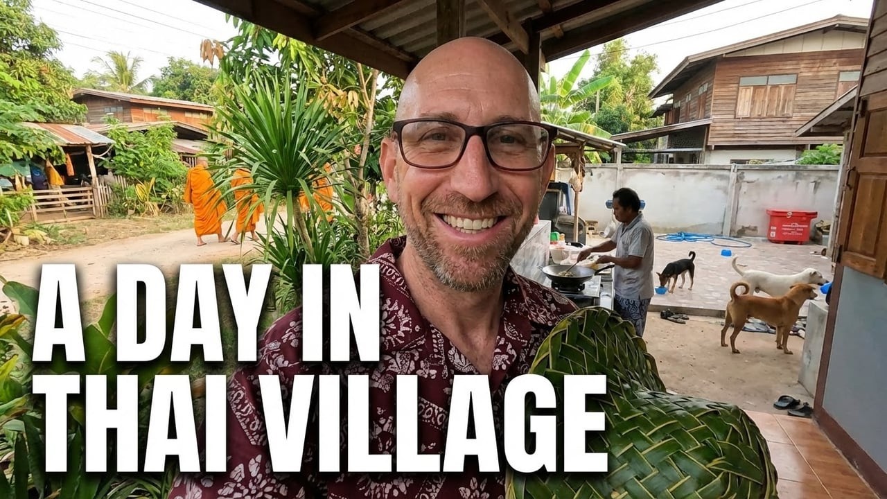 Village Life in Thailand: Monk Donations, Street Food & Rescue Dogs