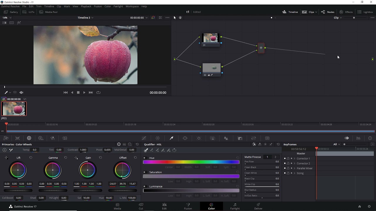 72. 다빈치 리졸브 스튜디오 17 - 노드를 합성해주는 Parallel Mixer와 Layer Mixer 노드