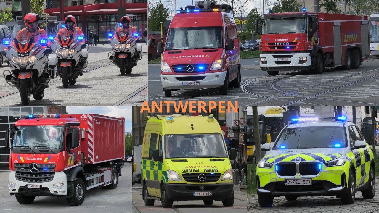 [Dagcompilatie] Vele Hulpdiensten met spoed naar en van interventies in Antwerpen en omgeving!