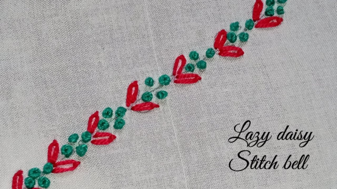 Floral Lazy daisy Stitch bell embroidery design by Discover Embroidery