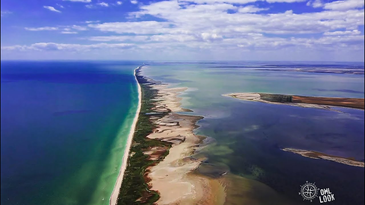 Лебедёвка . Пляж, коса, лиман Бурнас, с высоты, сказочные виды. Национальный  парк Тузловские лиманы