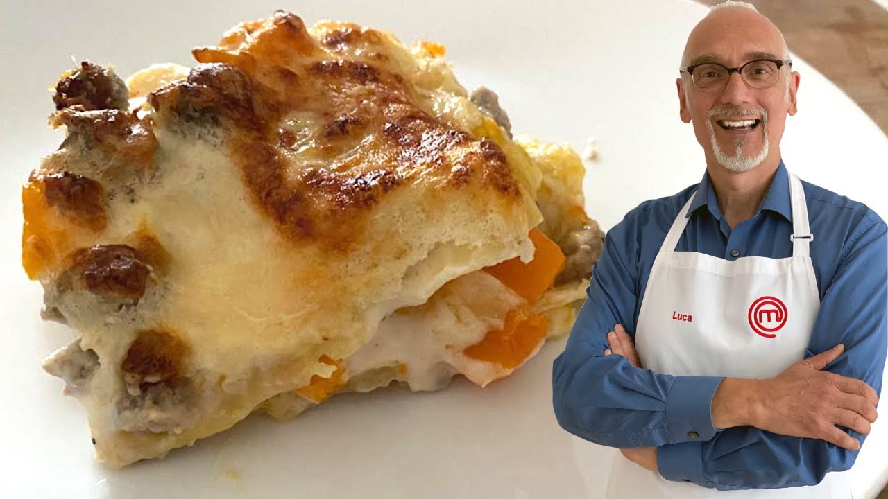 Лазанья с тыквой и колбасой