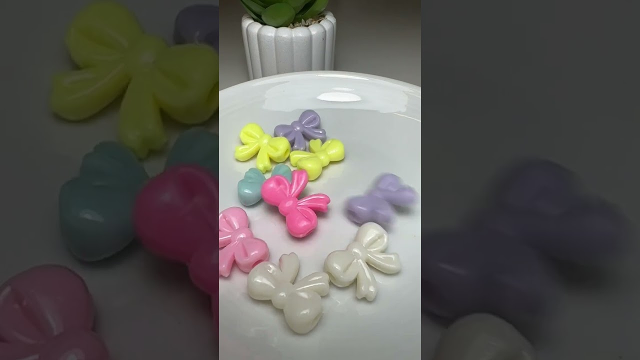 Pastel Ribbon Bow Beads for Diy beading Jewelry.