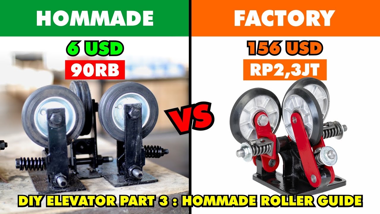 Hommade elevator roller guide DIY LIFT part 3 Roda Laker Penjepit rel jalur lift