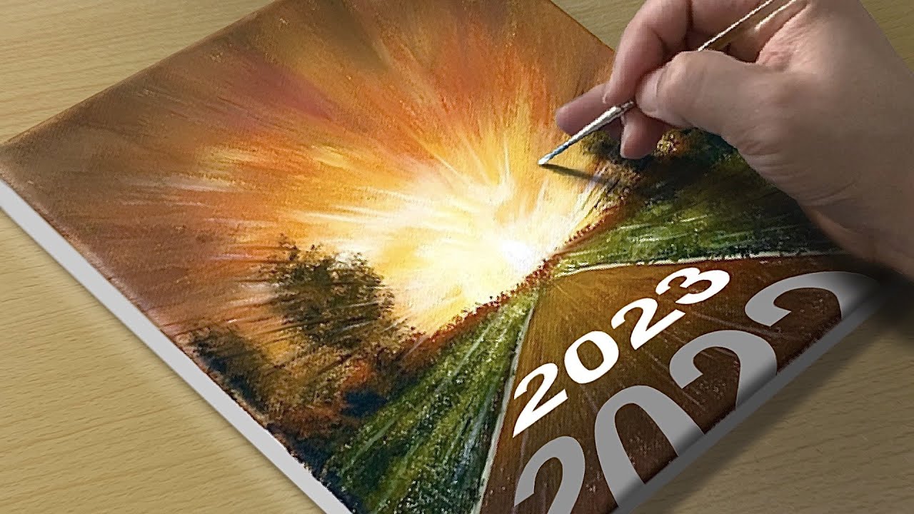 2023 Sunrise Painting / Acrylic Painting tutorial for Beginners