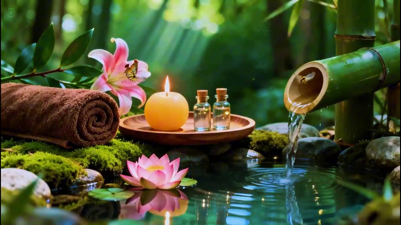 Relaxing Sleep Music with Bamboo Water Sound🌿Insomnia Relief,Calm Anxiety,Stress Relief & Meditation