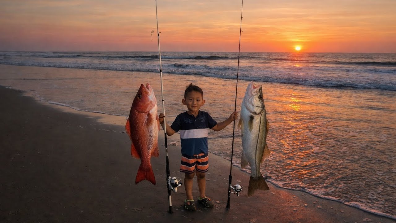 Gael usa su caña de pescar por primera ves mira lo que paso 🐟🐠