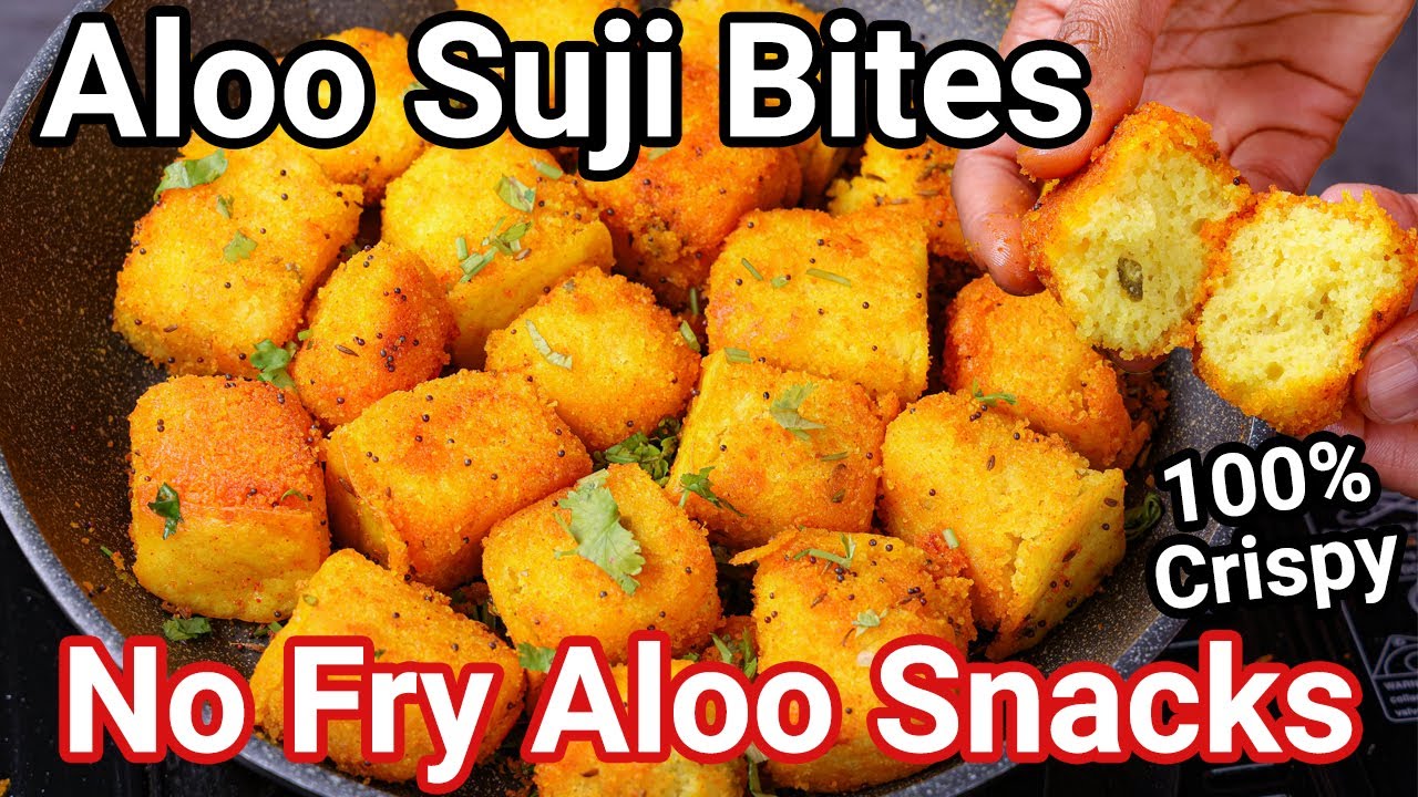 Aloo Sooji Roast Bites Recipe - Instant Suji Nastha | No Fry Suji Potato Bites - Healthy Kids Snack