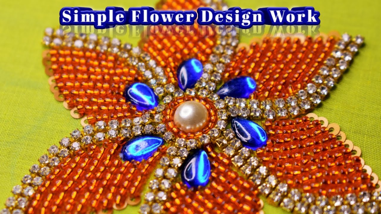 Simple Flower Design  Work Using Beads & Jamiki | Nakshatra Designers
