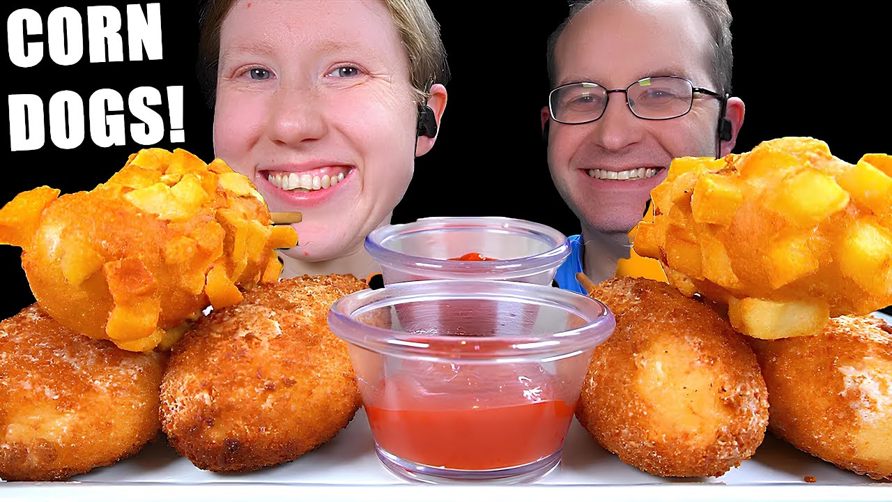 ASMR MOZZARELLA CORN DOGS MUKBANG EATING SOUNDS