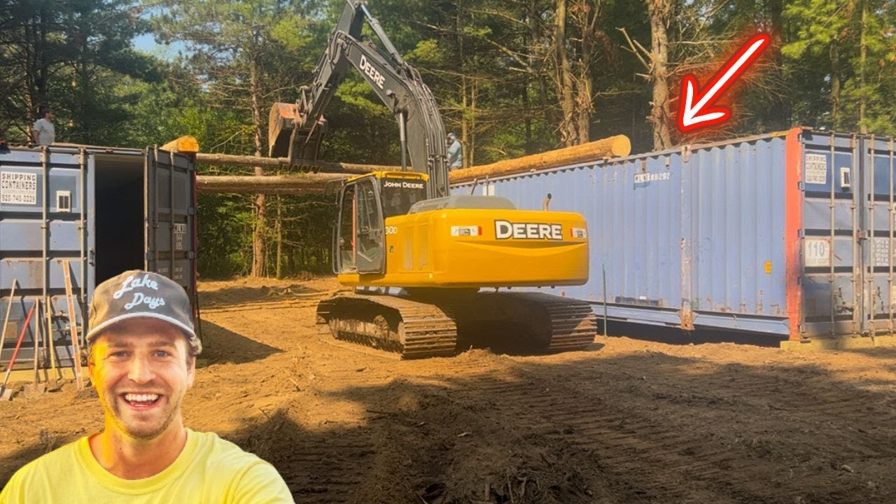 Big Excavator Moves Massive Shipping Containers.
