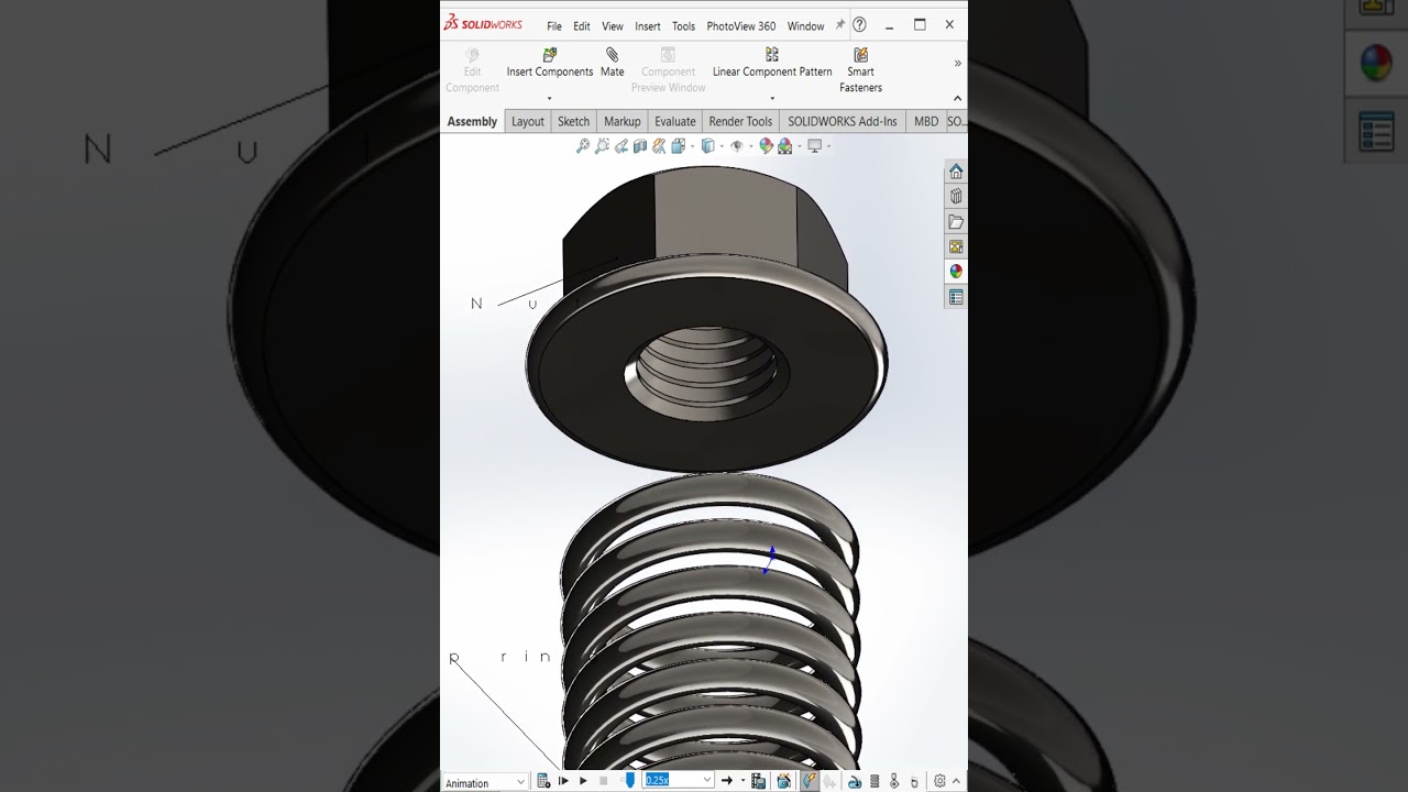Solidworks Animation - Bolt Nut Spring