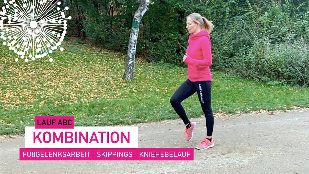 Lauf ABC: Kombination von Fußgelenksarbeit - Skippings - Kniehebelauf