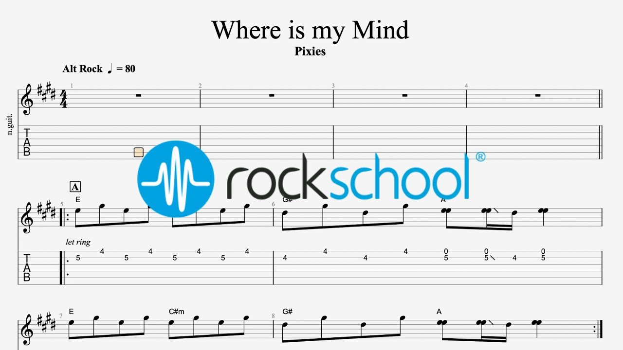 Where is my mind - Pixies Rockschool 2024 Grade 1 Electric Guitar