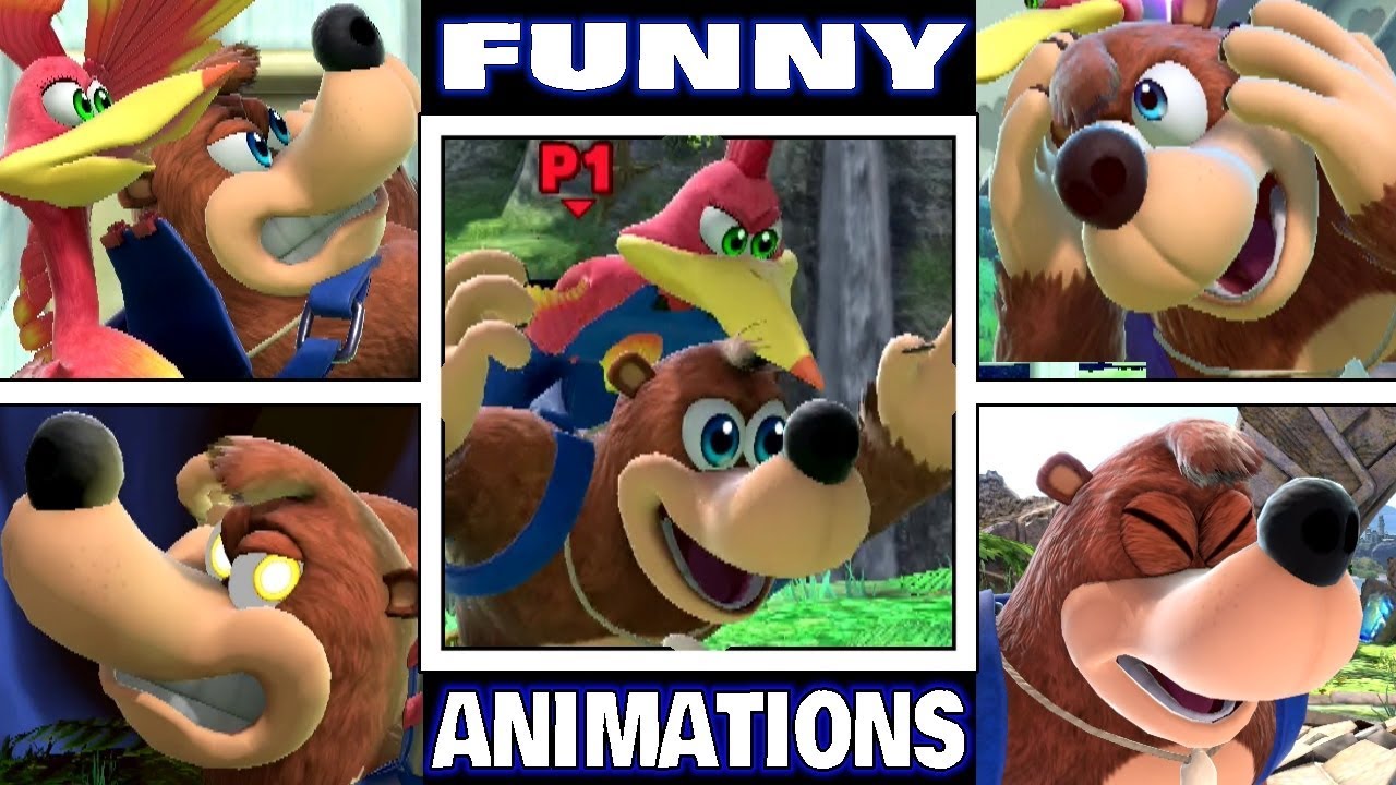 Banjo Kazooie Various FUNNY ANIMATIONS in Smash Bros Ultimate (Drowning, Dizzy, Star KO, & More!)