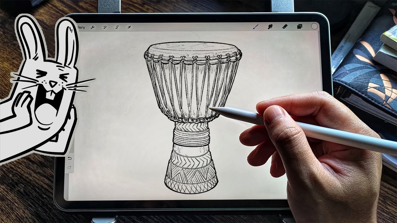 How to draw Djembe drum (African instrument)🪘