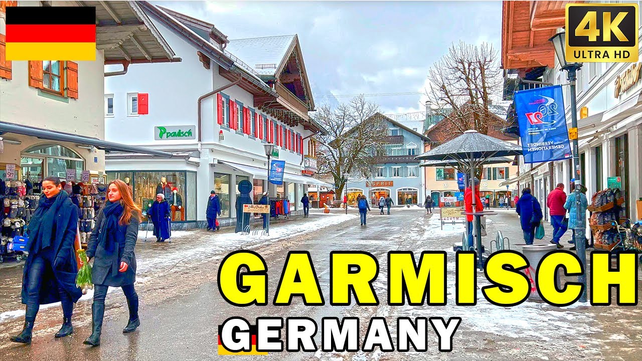 Гармиш-Партенкирхен, Германия. Пешеходная экскурсия по городу в немецких Альпах